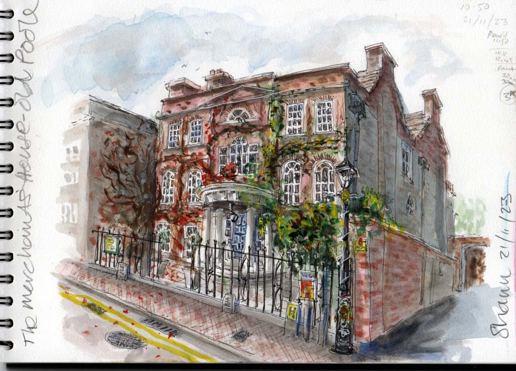 Merchants' House Old Poole - pen & wash