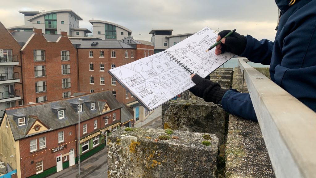 shaun forward urban sketching dolphin quays poole