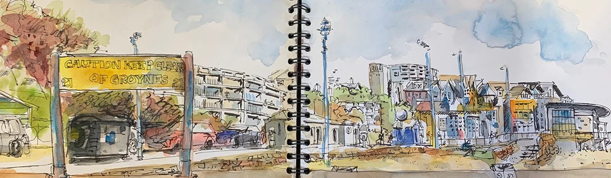 Boscombe Pier sketched
