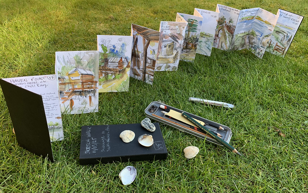 Concertina sketchbook opened