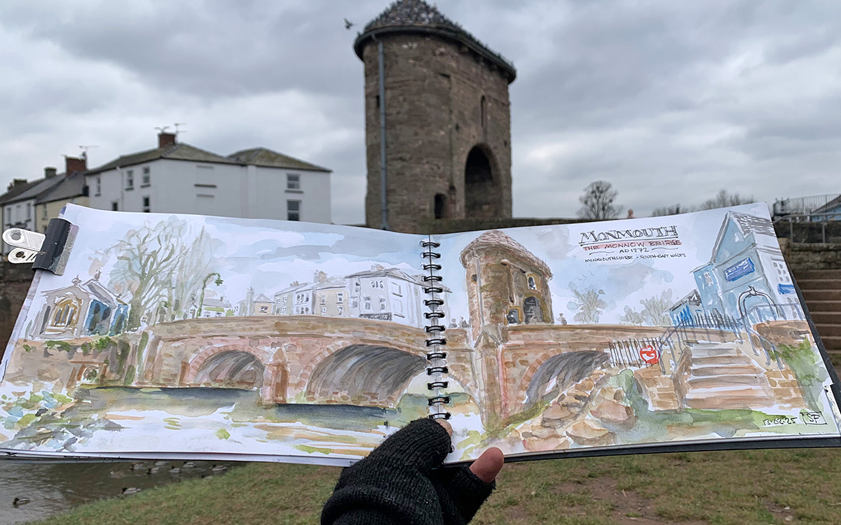 Monmouth Monnow Bridge sketched