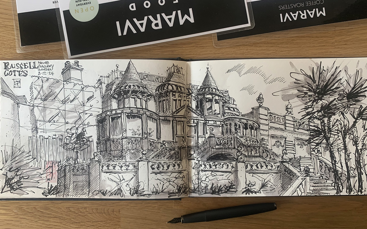 Russell Cotes sketched coffee shop