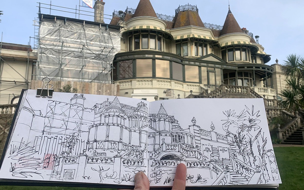 Russell Cotes sketched line