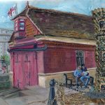Sea Dogs at Rest, Poole Quay - painting by Shaun Forward
