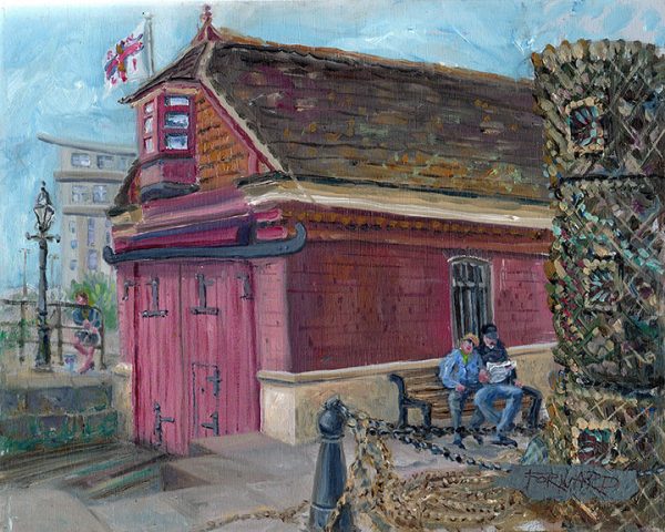 Sea Dogs at Rest, Poole Quay - painting by Shaun Forward