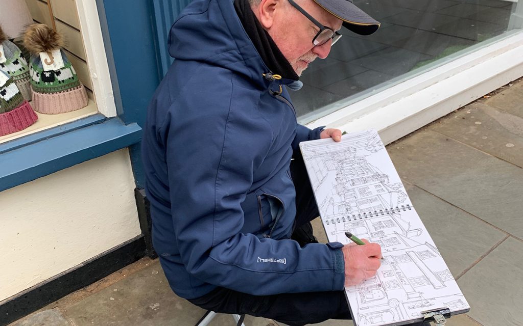 Shaun sketching Brecon
