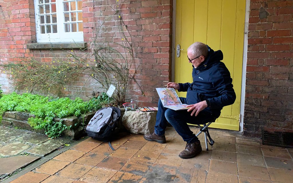 Shaun sketching Red House