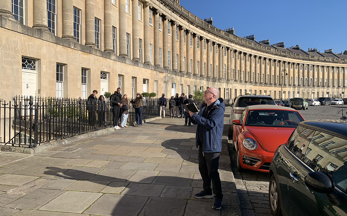 Shaun sketching Royal Crescent Bath
