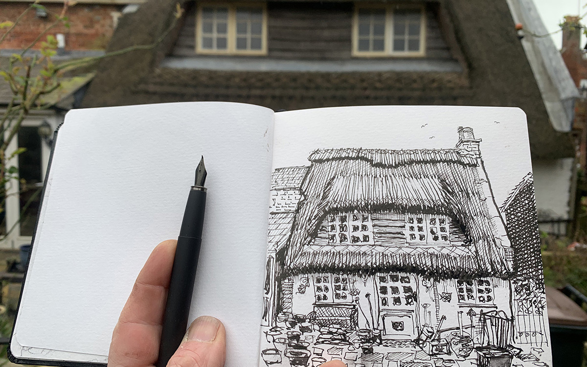 shaun sketching church street cottage