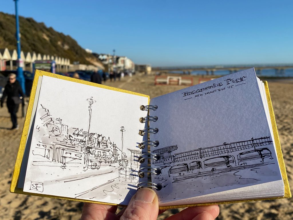 shaun forward urban sketch of Boscombe pier