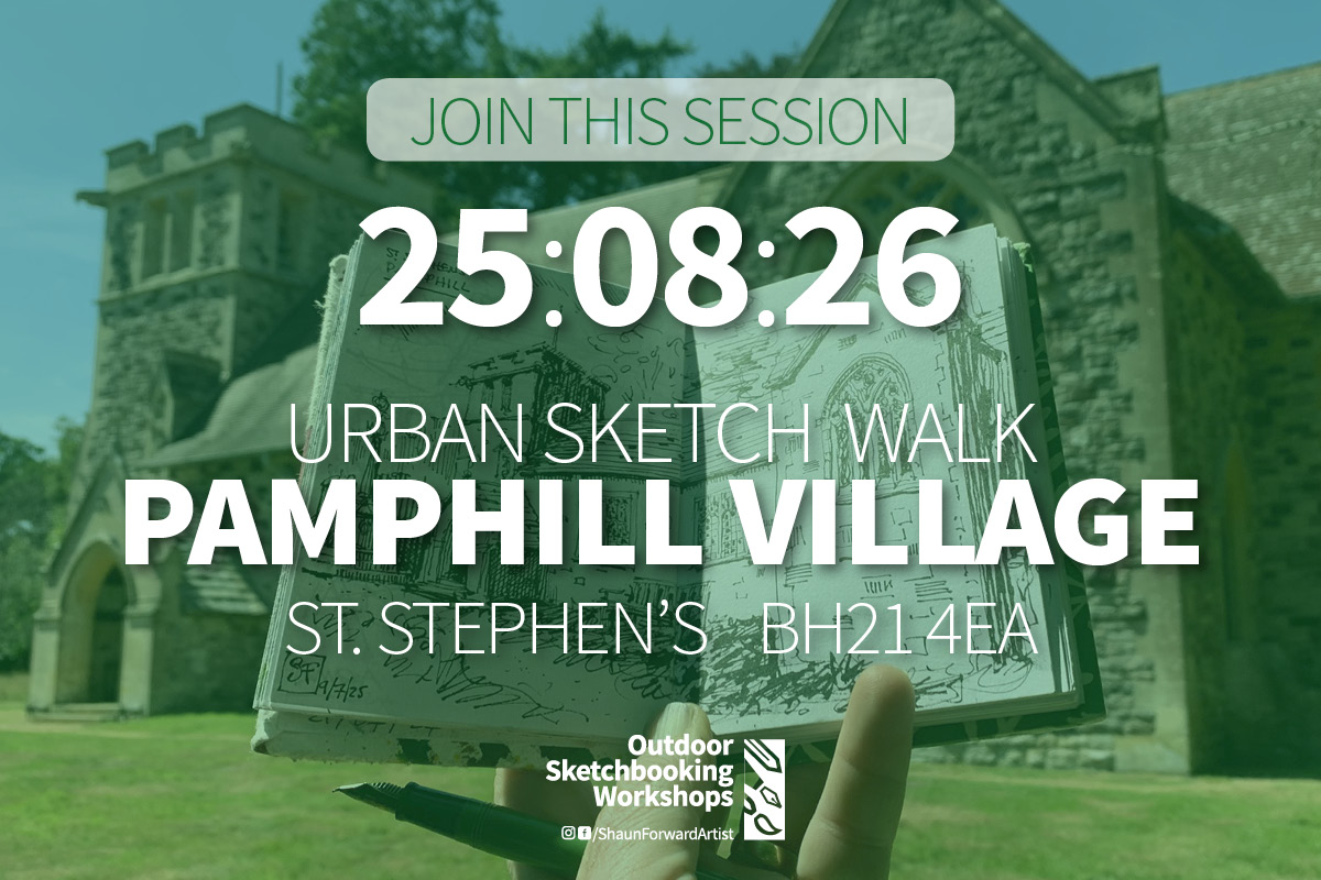 OSW promo slide6 Pamphill Shaun Forward Urban Sketching Workshop venue and date