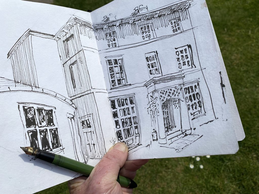 shaun forward delivering urban sketching workshop session to the Reasons for Art group in Wimborne