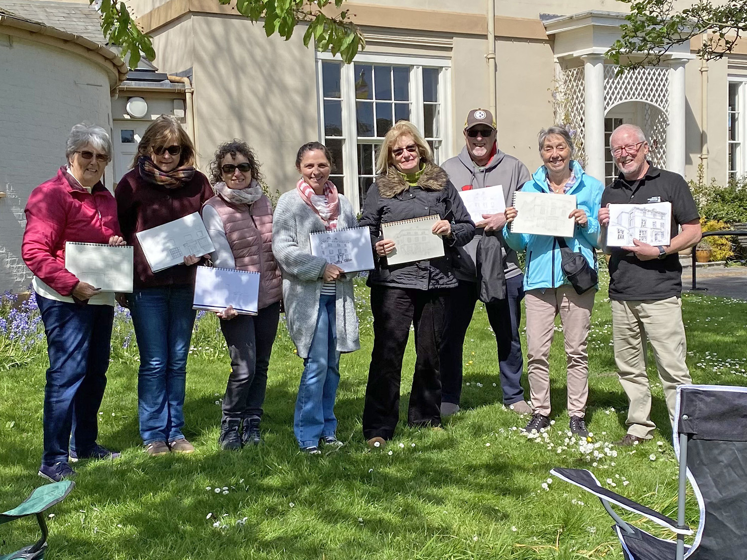 shaun forward delivering urban sketching workshop session to the Reasons for Art group in Wimborne
