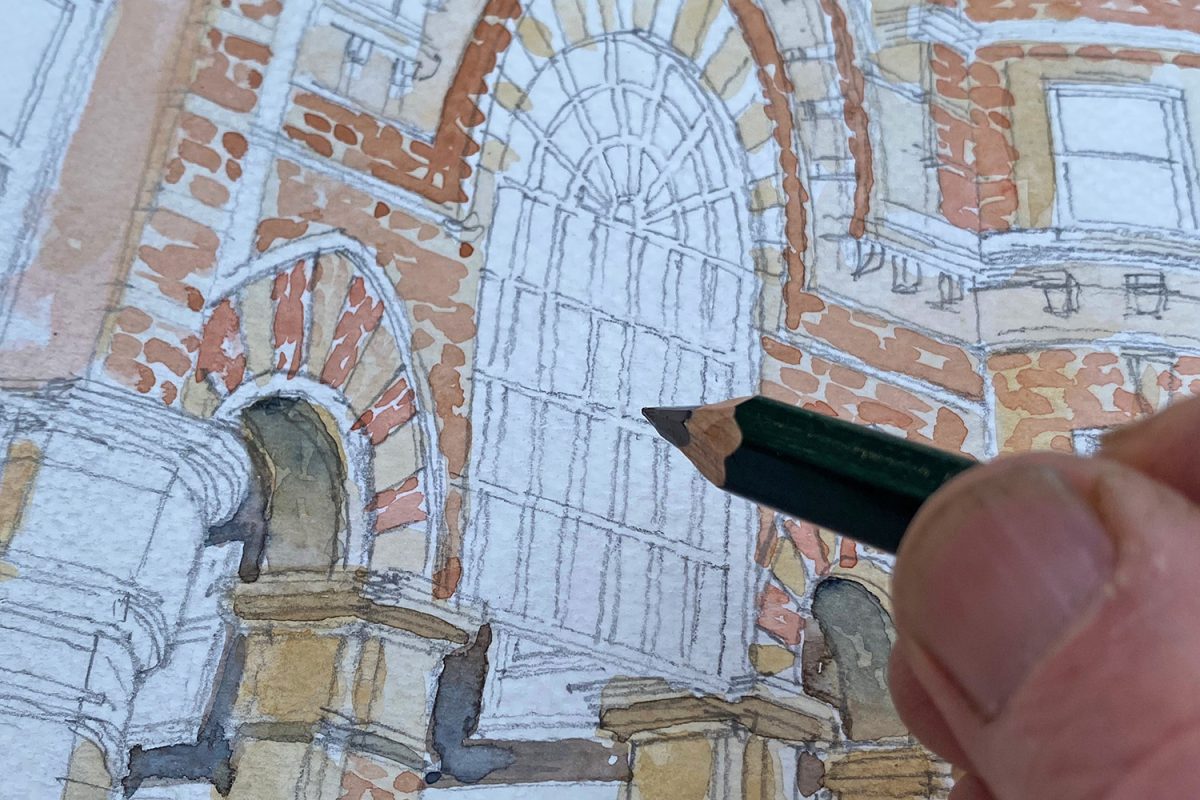 Sketching Westbourne Arcade close up web IMG_2904