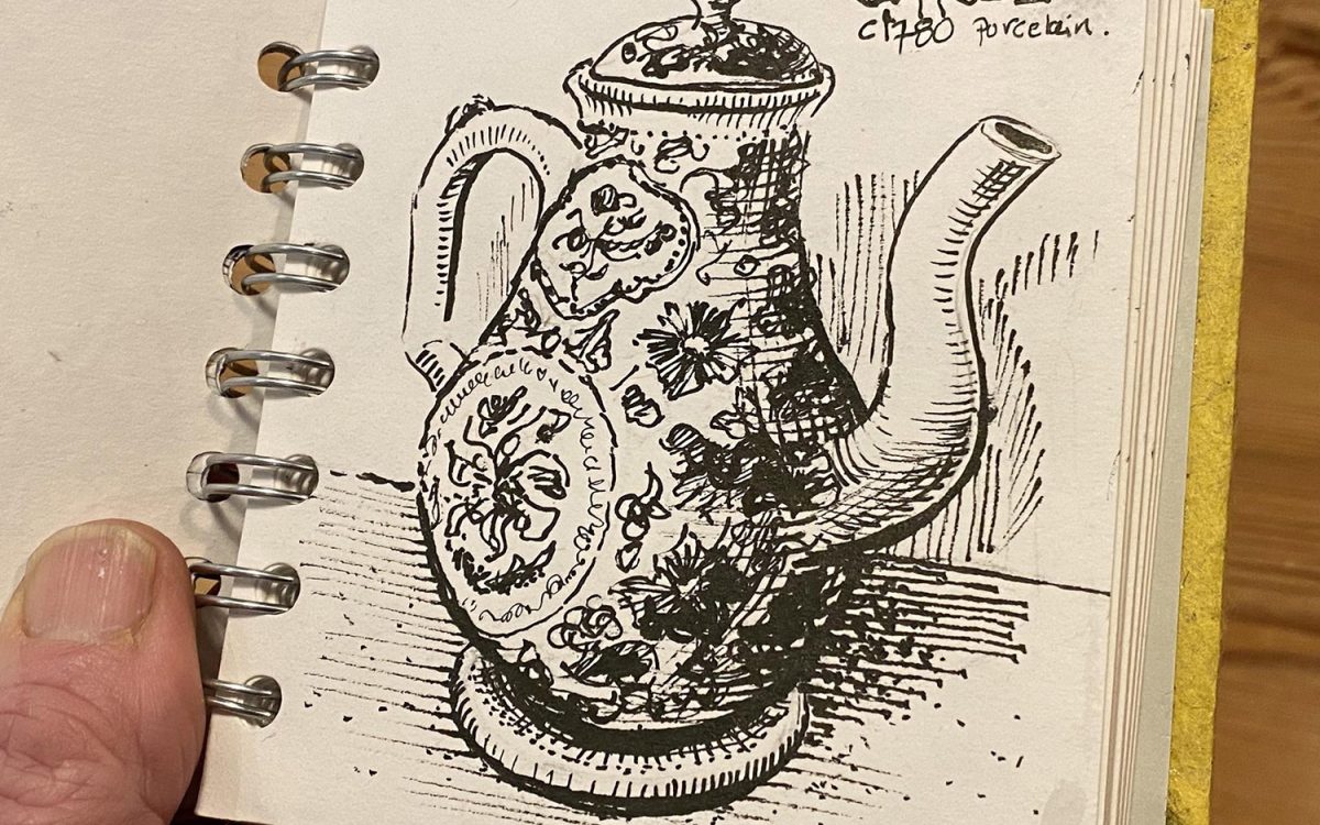 Coffee Pot pen & ink sketch web