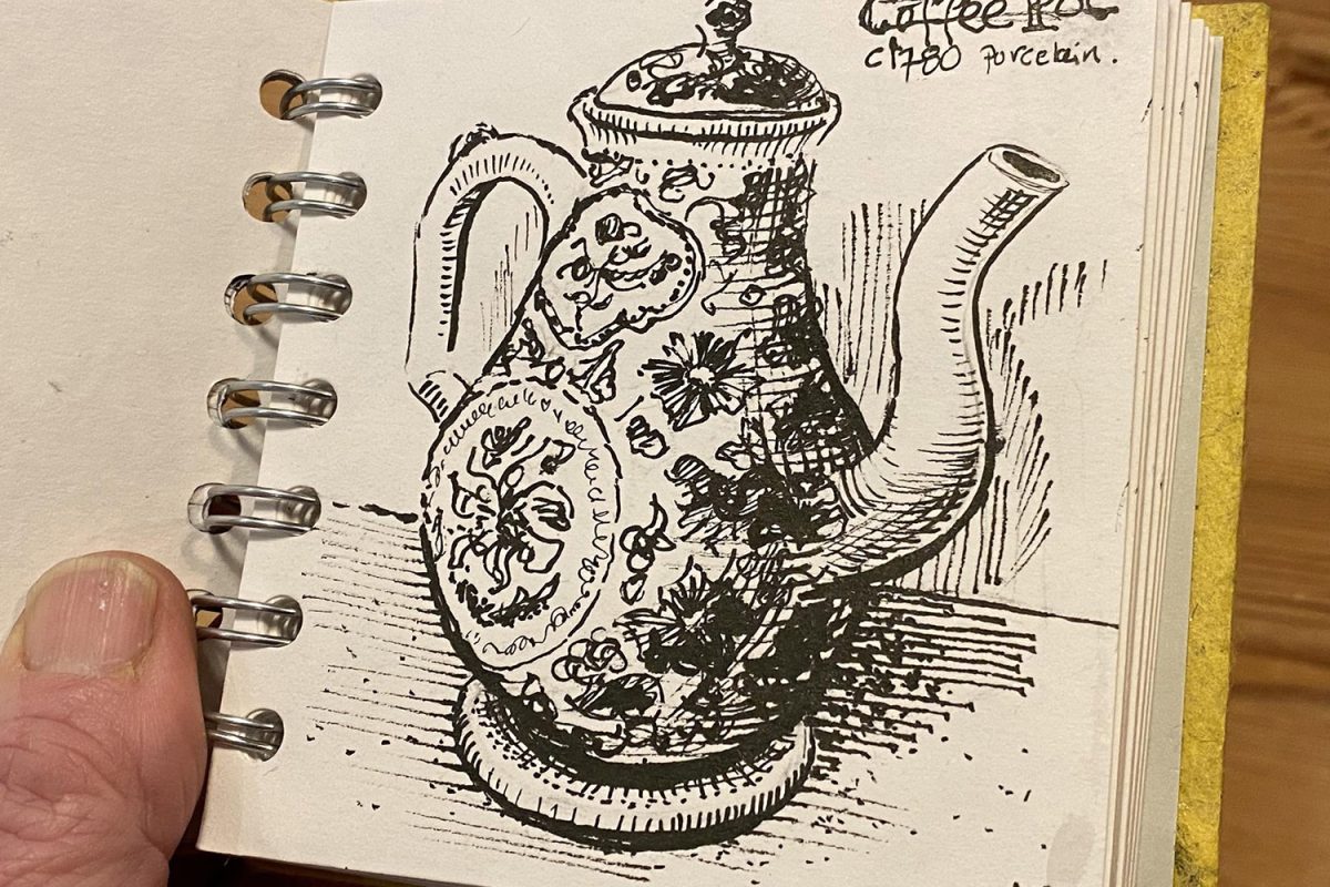 Coffee Pot pen & ink sketch web